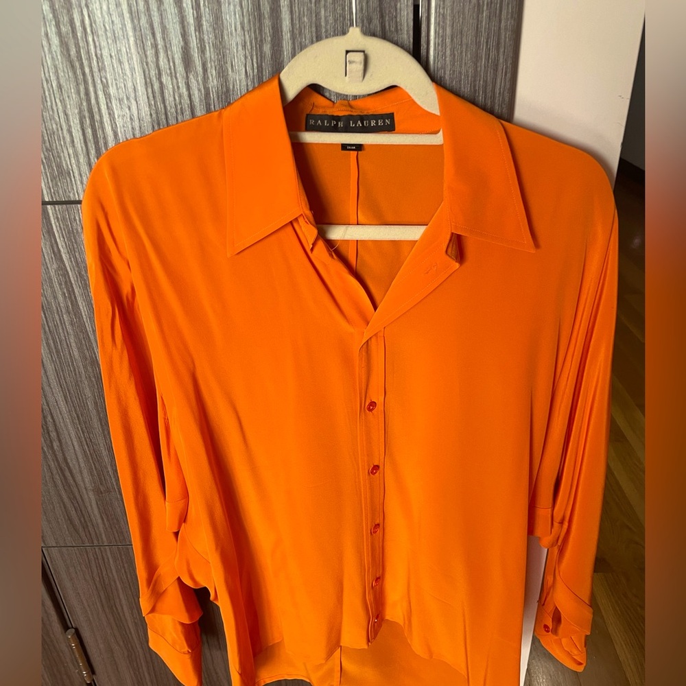 Ralph Lauren size 12 orange see through blouse